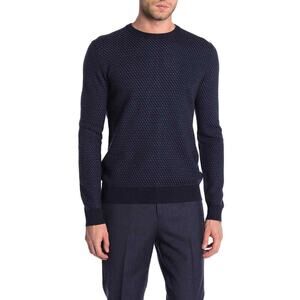 Toscano Crew Neck Printed Pullover Size L - Midnight Navy